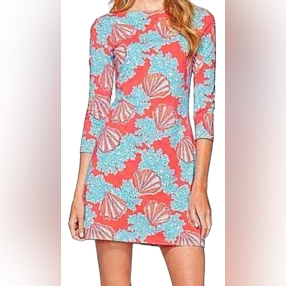 Lilly Pulitzer Topanga Dress Watermelon Coralina Seashell Sz M (size tag cut out